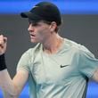 Jannik Sinner of Italy gestures during their men's singles finals match against Carlos Alcaraz of Spain at the China Open tennis tournament, National Tennis Center in Beijing, Wednesday, Oct. 2, 2024. (AP Photo/Achmad Ibrahim)