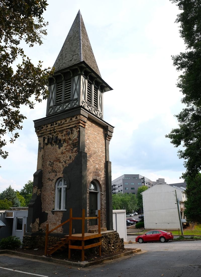 The St. Mary's steeple still stands at the site where St. Mary's episcopal church hosted R.E.M.'s first show in 1980 in Athens, Ga. The church was torn down in the 1990s but the steeple remains preserved.
