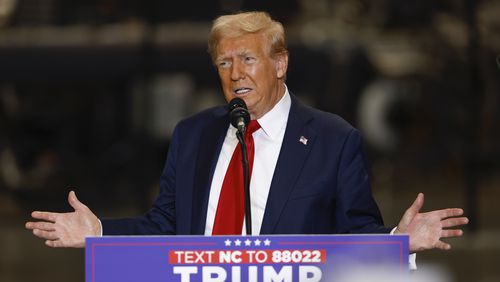 Republican presidential nominee former President Donald Trump speaks at a campaign event in Mint Hill, N.C., Wednesday, Sept. 25, 2024. (AP Photo/Nell Redmond)