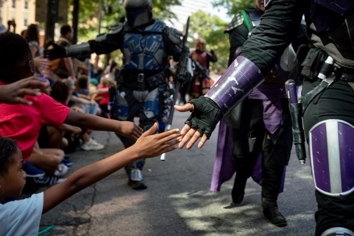 Thousands lined up along Peachtree Street Saturday morning for the annual Dragon Con parade.