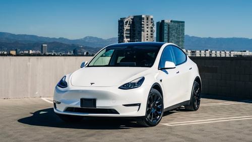 This photo provided by Edmunds shows a Tesla Model Y. As with many new vehicles, the Model Y can receive software updates, including those for recalls, wirelessly. (Courtesy of Edmunds via AP)