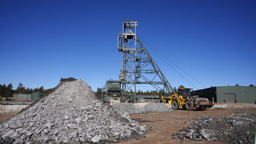 FILE - A uranium ore pile is the first to be mined at the Energy Fuels Inc. uranium Pinyon Plain Mine, Jan. 31, 2024, near Tusayan, Ariz. (AP Photo/Ross D. Franklin, File)