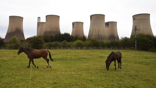 General view of Ratcliffe-on-Soar power station in Nottingham, England, Sunday, Sept. 29, 2024. The UK's last coal-fired power plant, Ratcliffe-on-Soar, will close, marking the end of coal-generated electricity in the nation that sparked the Industrial Revolution. (AP Photo/Rui Vieira)