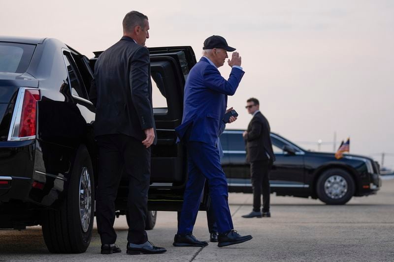 President Joe Biden arrives to board Air Force One for a trip to France to mark the 80th anniversary of D-Day, Tuesday, June 4, 2024, in Andrews Air Force Base, Md. (AP Photo/Evan Vucci)