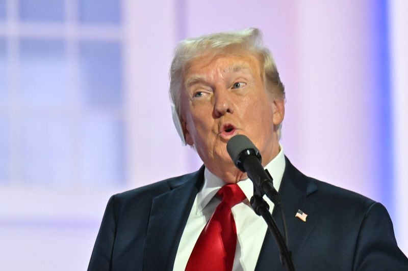 Republican presidential candidate former President Donald Trump is introduced during the final night of the Republican National Convention on Thursday, July 18, 2024, in Milwaukee. (Hyosub Shin / AJC)