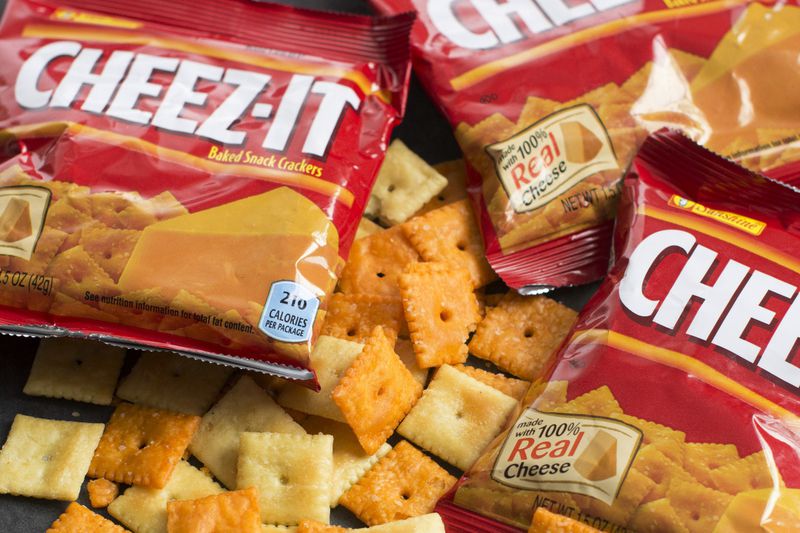 FILE - This Oct. 14, 2014, photo shows Cheez-It crackers in Concord, N.H. (AP Photo/Matthew Mead, File)