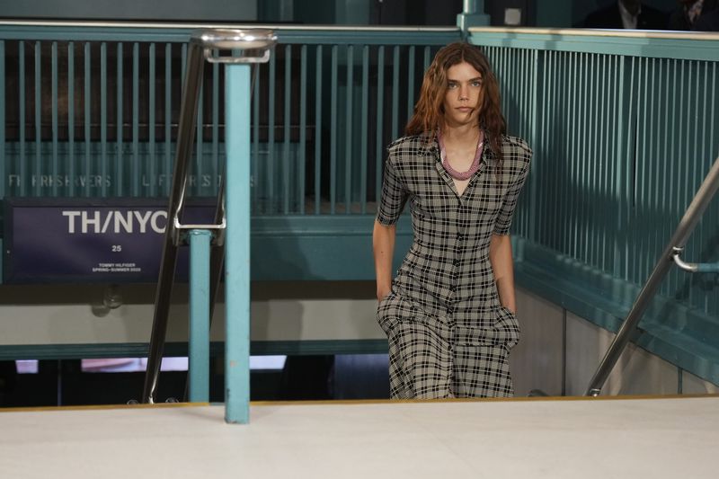 A model walks the runway during the Tommy Hilfiger Spring/Summer 2025 fashion show onboard a Staten Island Ferry as part of New York Fashion Week on Sunday, Sept. 8, 2024, in New York. (Photo by Charles Sykes/Invision/AP)