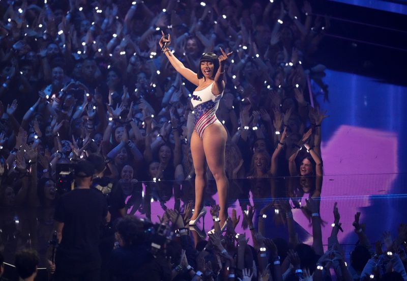 Host Megan Thee Stallion speaks during the MTV Video Music Awards on Wednesday, Sept. 11, 2024, at UBS Arena in Elmont, N.Y. (Photo by Charles Sykes/Invision/AP)