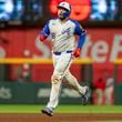 Atlanta Braves' Travis d'Arnaud rounds second base after hitting a walkoff home run to win a baseball game against the Kansas City Royals, Saturday, Sept. 28, 2024, in Atlanta. (AP Photo/Jason Allen)