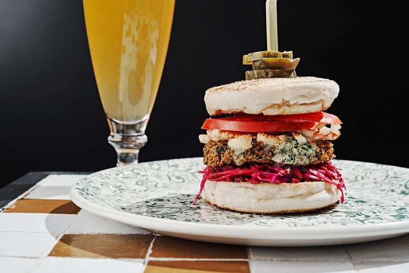 The falafel burger at Willow Bar. / Photo by Andrew Thomas Lee