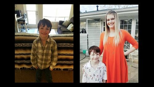 Ethan Dowdy, 7, is back in his Gwinnett County home with his sister, Jessica Dowdy, after two pit bull dogs mauled his face and ears on Christmas Eve. (Credit: Channel 2 Action News)