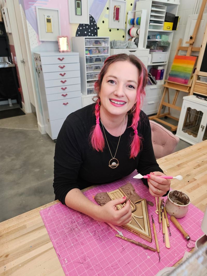 Artist Karen Anderson Singer in her Tiny  Doors ATL studio in Reynoldstown.
Courtesy Tiny Doors ATL