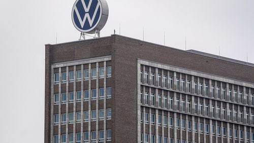 FILE - The headquarters of car maker Volkswagen is shown in Wolfsburg, Germany, Thursday, Dec. 9, 2021. (AP Photo/Martin Meissner, File)