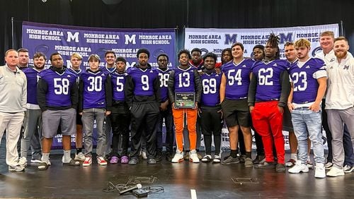 Monroe Area received the Georgia High School Football Daily state Team of the Week award in October after beating Oconee County. Monroe Area is now No. 1 in the Class 3A rankings entering the 2021 playoffs.