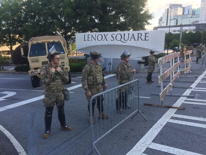 State agencies use Lenox Square as a staging area Saturday evening May 30, 2020. JOHNNY EDWARDS / AJC