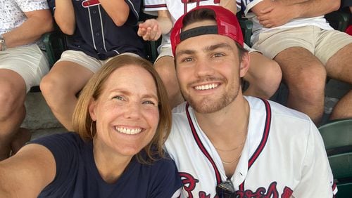 Heather and Gavin McElroy enjoy a recent Braves game.
