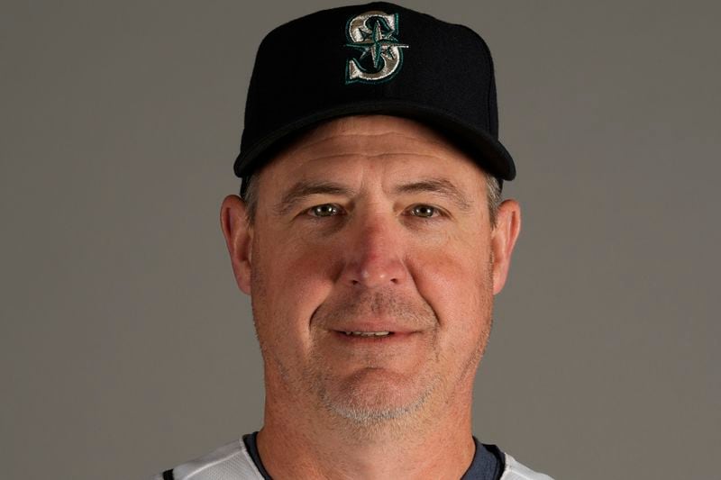 FILE - Dan Wilson of the Seattle Mariners baseball team, posed Feb. 23, 2023, in Peoria, Ariz. (AP Photo/Charlie Riedel, File)