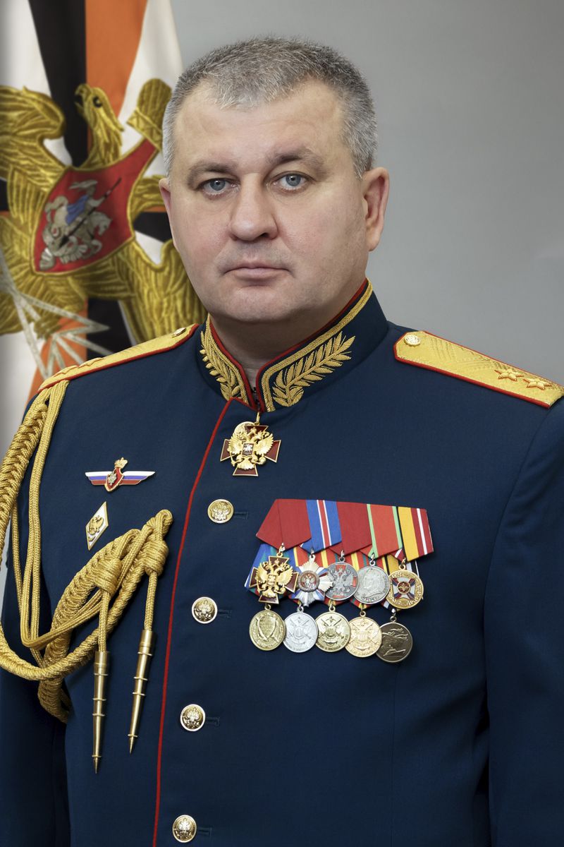 This undated photo released by Russian Defense Ministry Press Service, shows Lt. Gen. Vadim Shamarin, deputy chief of the Russian military general staff, in Moscow. A deputy chief of the Russian military general staff has been arrested on charges of large-scale bribery, Russian news reports said Thursday, the latest in a series of bribery arrests of high-ranking military officials. (Russian Defense Ministry Press Service photo via AP)