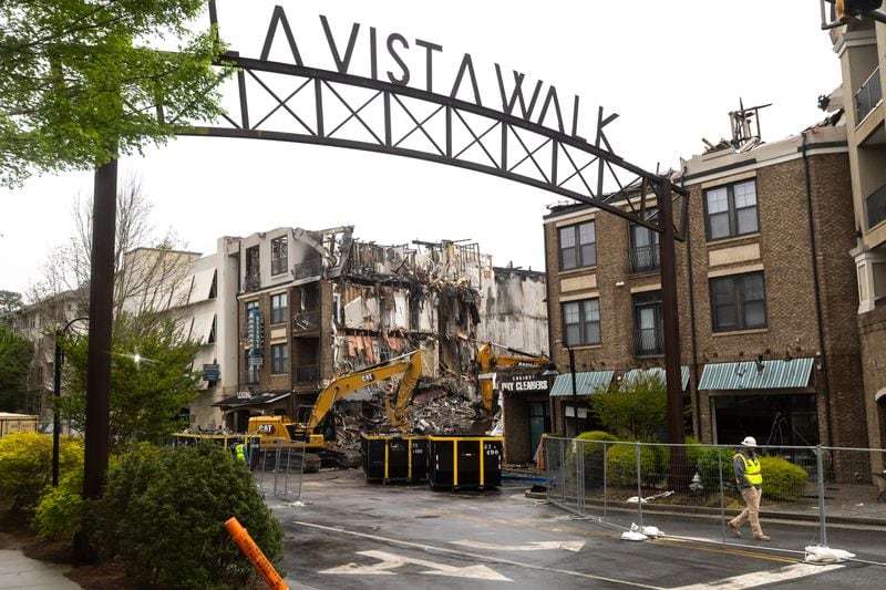 Demolition in April at the Reserve at LaVista Walk apartments in northeast Atlanta. 