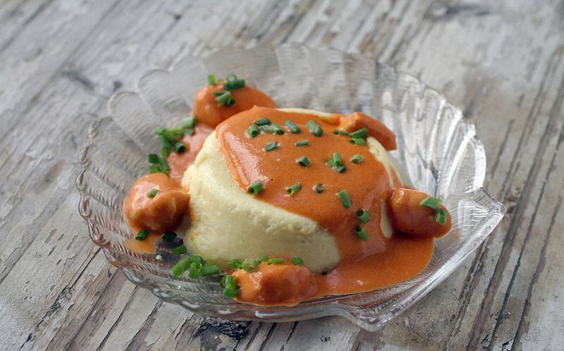 Scallop mousse with shrimp sauce. (Hillary Levin/St. Louis Post-Dispatch/TNS)
