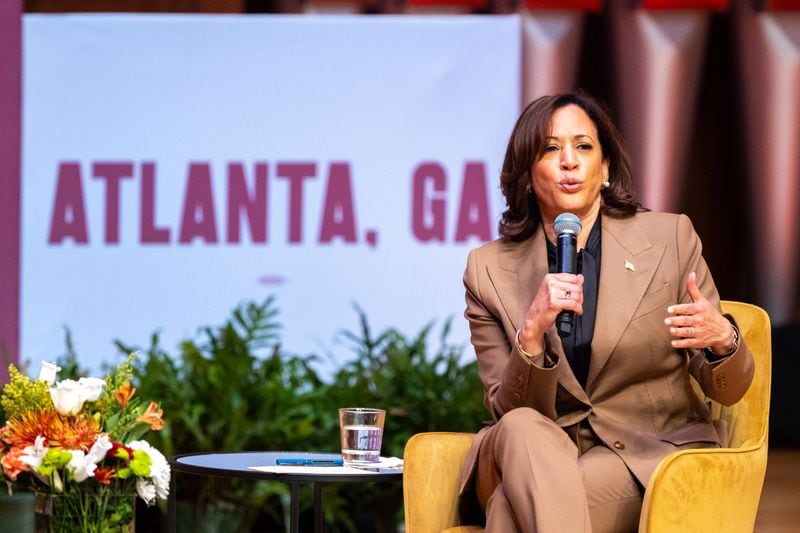 On one of her many visits to Atlanta, Vice President Kamala Harris spoke to students at Morehouse College.