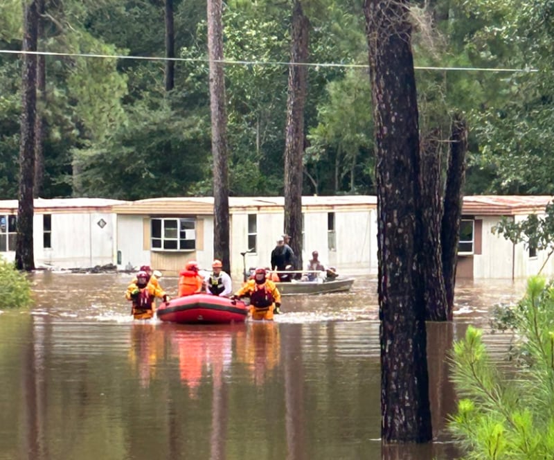 Residents were evacuated Wednesday, Aug. 7, 2024 in Bulloch County, Georgia, where several dams burst in the wake of Tropical Storm Debby. COURTESY OF GEMA