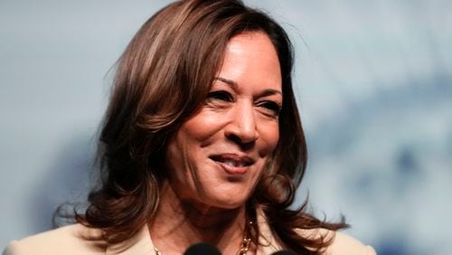 Vice President Kamala Harris speaks during the Zeta Phi Beta Sorority, Inc.'s Grand Boulé, Wednesday, July 24, 2024, in Indianapolis. (AP Photo/Darron Cummings)