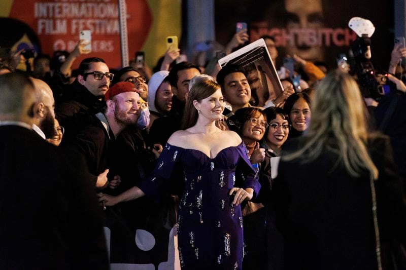 Amy Adams arrives on the red carpet for the premiere of 'Nightbitch' at Princess of Wales Theatre, during the Toronto International Film Festival in Toronto, on Saturday, Sept. 7, 2024. (Cole Burston/The Canadian Press via AP)