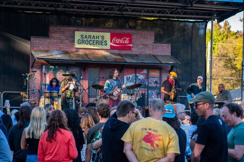 The crowd takes time out from chili tasting to listen to the Tyler Neal Band at the Chomp & Stomp in Cabbagetown.