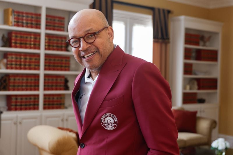 Morehouse College President David A. Thomas poses for a portrait at his residence in Atlanta on Wednesday, June 5, 2024. He believes President Joe Biden’s recent visit is an example of Morehouse’s enduring influence. (Natrice Miller/ AJC)