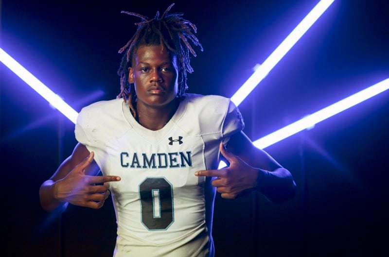 2024 AJC Super 11 Camden County tight end Elyiss Williams poses at Camden County high school, Tuesday, July 23, 2024, in Kingsland, Ga. Williams is 5-star tight end in the class of 2025 and a Georgia verbal commitment. (Jason Getz / AJC)
