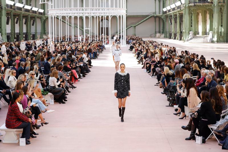 Models wear creations as part of the Chanel Spring/Summer 2025 collection presented Tuesday, Oct. 1, 2024, in Paris. (Photo by Vianney Le Caer/Invision/AP)