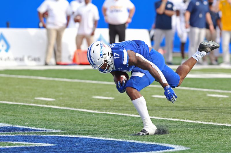 Panthers running back Destin Coates scores a touchdown against Georgia Southern Saturday, Nov. 28, 2020, at Georgia State Stadium in Atlanta. Georgia State won 30-24. (Christina Matacotta/For the AJC)