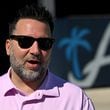 Atlanta Braves general manager Alex Anthopoulos speaks to members of the press during spring training baseball workouts at CoolToday Park, Thursday, February, 15, 2024, in North Port, Florida. (Hyosub Shin / Hyosub.Shin@ajc.com)