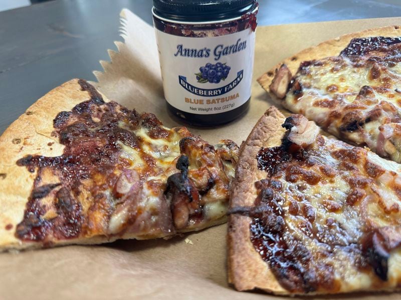 Blue satsuma jam used on a pizza. (Courtesy of Melissa Burch)