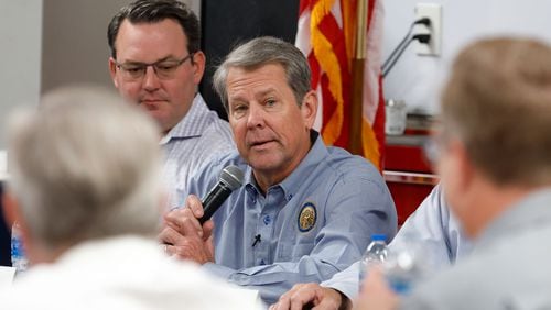 Gov. Brian Kemp is holding a series of discussions with state lawmakers and business leaders about litigation reform ahead of the next legislative session. (Natrice Miller/ AJC)