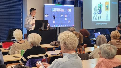 Retired attorney Jeff Milsteen leads an art class at OLLI at Emory where adults 50 and older can take courses in a range of subjects. Courtesy