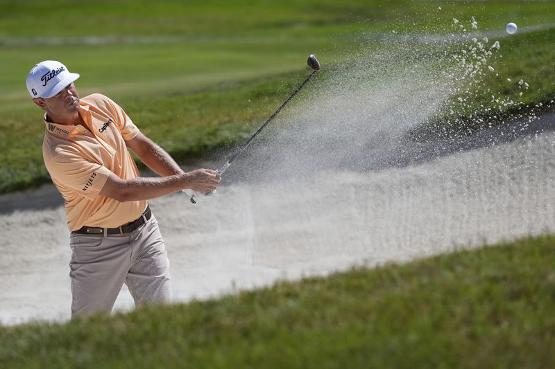 Patton Kizzire hits out of a bunker on the second hole during the final round of the Procore Championship golf tournament at Silverado Resort North Course, Sunday, Sept. 15, 2024, in Napa, Calif. (AP Photo/Godofredo A. Vásquez)