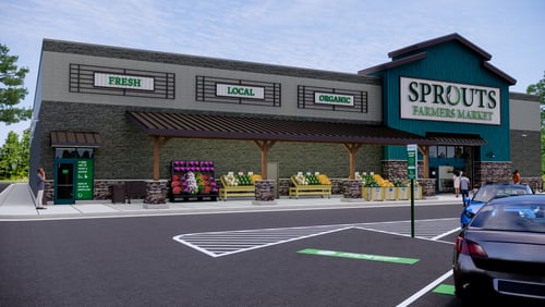 A rendering of the new format for Sprouts Farmer Market stores like the one set to open in Smyrna on Dec. 1. They're only about 25,000-square-feet, smaller in size than the company's traditional store format. (Courtesy of Sprouts)
