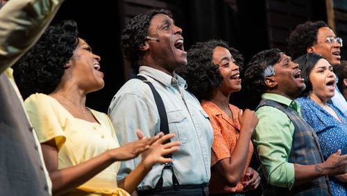 Cast members in Aurora Theatre's production of "The Color Purple," on the boards at Lawrenceville Arts Center through Sept. 15.