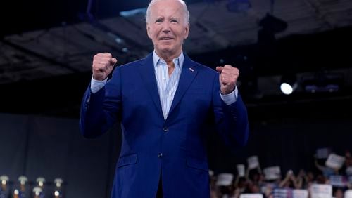 FILE - President Joe Biden walks on stage to speak at a campaign rally, the day after the debate with Republican presidential candidate former President Donald Trump June 28, 2024, in Raleigh, N.C. (AP Photo/Evan Vucci, File)