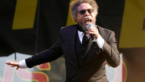 FILE - Scholar and activist Cornel West, who is running for U.S. president as a third-party candidate in 2024, speaks on Saturday, July 15, 2023, in Los Angeles. (AP Photo/Damian Dovarganes, File)