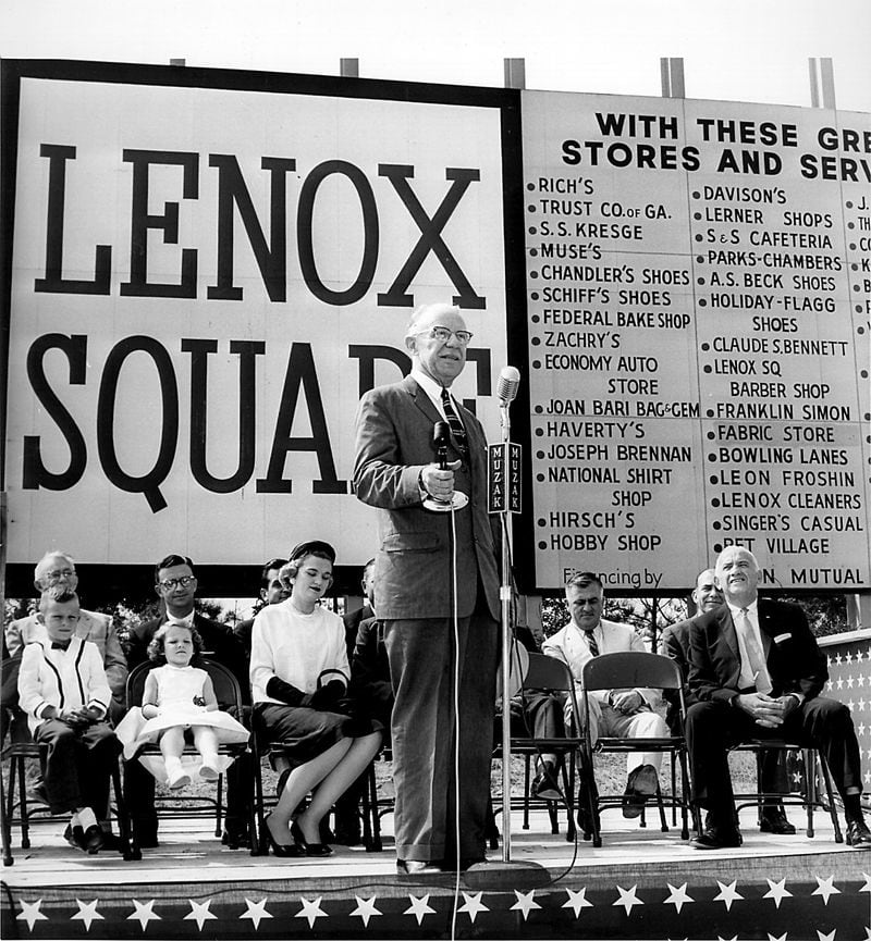 Atlanta Mayor William Hartsfield makes one of the early announcements about the coming Lenox Square center in 1959. (AJC File)