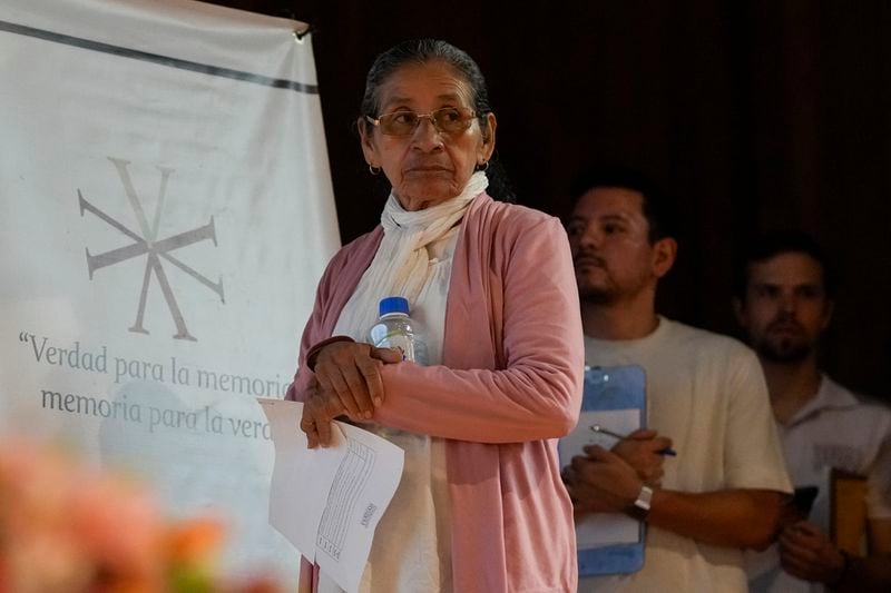 Tita Radilla, whose father Rosendo Radilla disappeared, attends the presentation of a report about the country’s 1965-1990 “dirty war” by Mexico's governmental Truth Commission in Mexico City, Friday, Aug. 16, 2024. (AP Photo/Eduardo Verdugo)