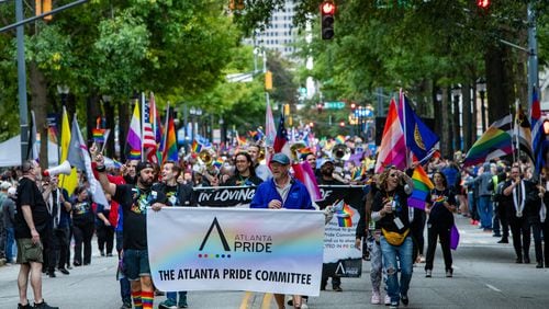 “The 2024 Atlanta Pride Festival, now in its 55th year, falls during a critical time for our state and country,” Atlanta Pride Executive Director Chris McCain said earlier this year. “Now more than ever, we must come together to celebrate the LGBTQ+ community’s unity and visibility. We are excited to continue growing our event, with a goal of offering something for everyone.”(Jenni Girtman for the AJC 2023)