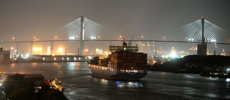 The 600-foot cargo ship Kaan Kalkavan navigates up the Savannah River to the Port of Savannah in 2014. BRANT SANDERLIN / BSANDERLIN@AJC.COM .