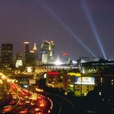 View of the Opening Ceremonies at the Olympic Games at Olympic Stadium in Atlanta, Georgia.