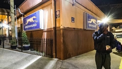 The Greyhound station on Forsyth Street became the scene of an officer-involved shooting Thursday night when two people were stabbed inside the station and then an officer confronted the stabbing suspect, according to Atlanta police. (John Spink / John.Spink@ajc.com)