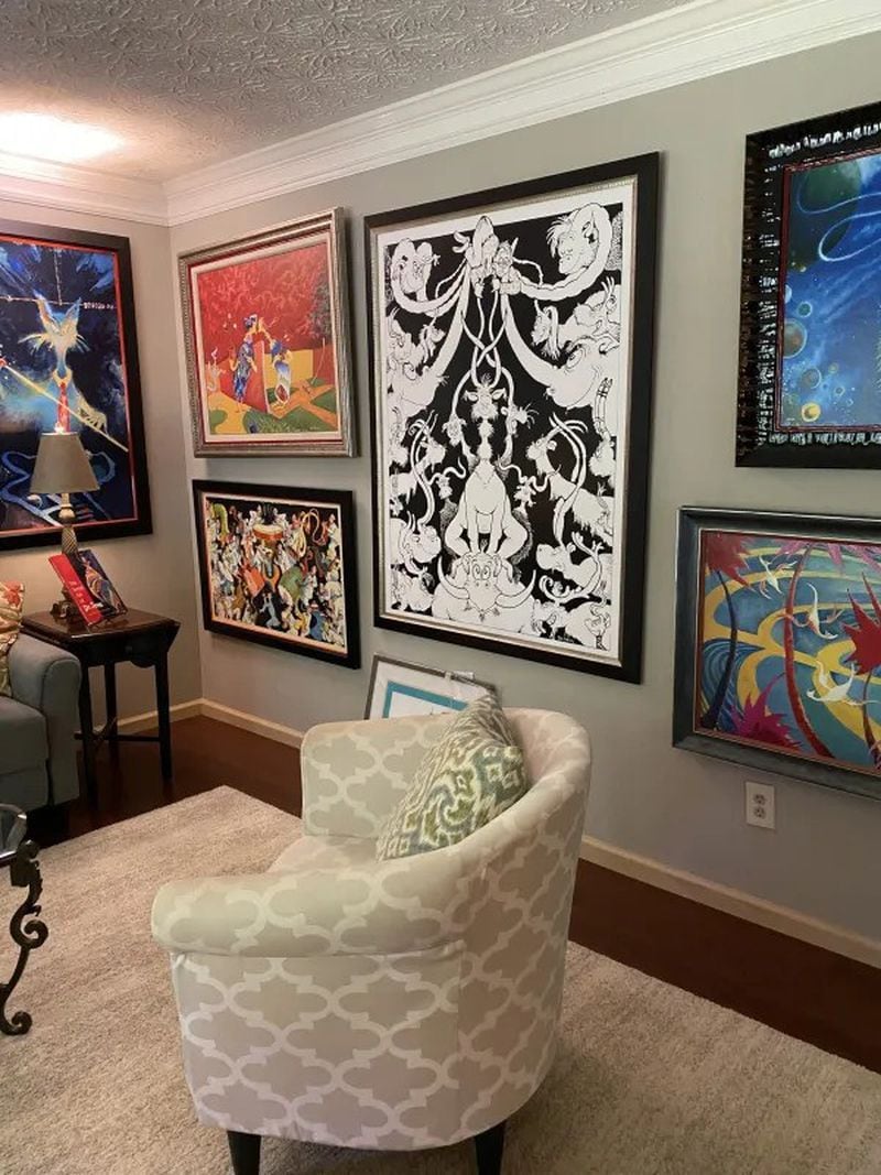 Nearly every available inch of wall space at Jackson’s home contains Giesel’s works. (Photo Courtesy of Cathy Cobbs)