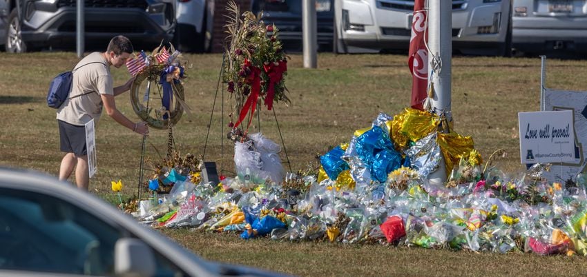 Apalachee High School students returned to the Barrow County campus for the first time Monday, Sept. 23, 2024 after police say a 14-year-old student shot and killed four people at the school on Sept. 4. Barrow County Sheriff Jud Smith called the return “a huge step for us healing” in a briefing with reporters ahead of an open house for students. (John Spink/AJC)